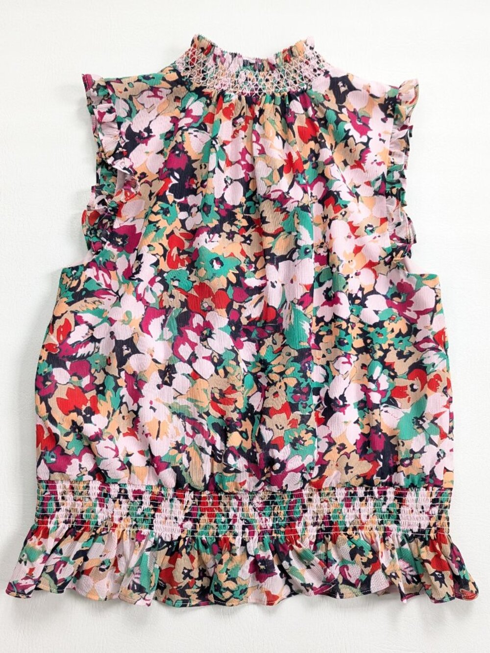 J. Crew Women's Sleeveless Mock Neck Smocked Top Size 6 Floral - Picture 7 of 12